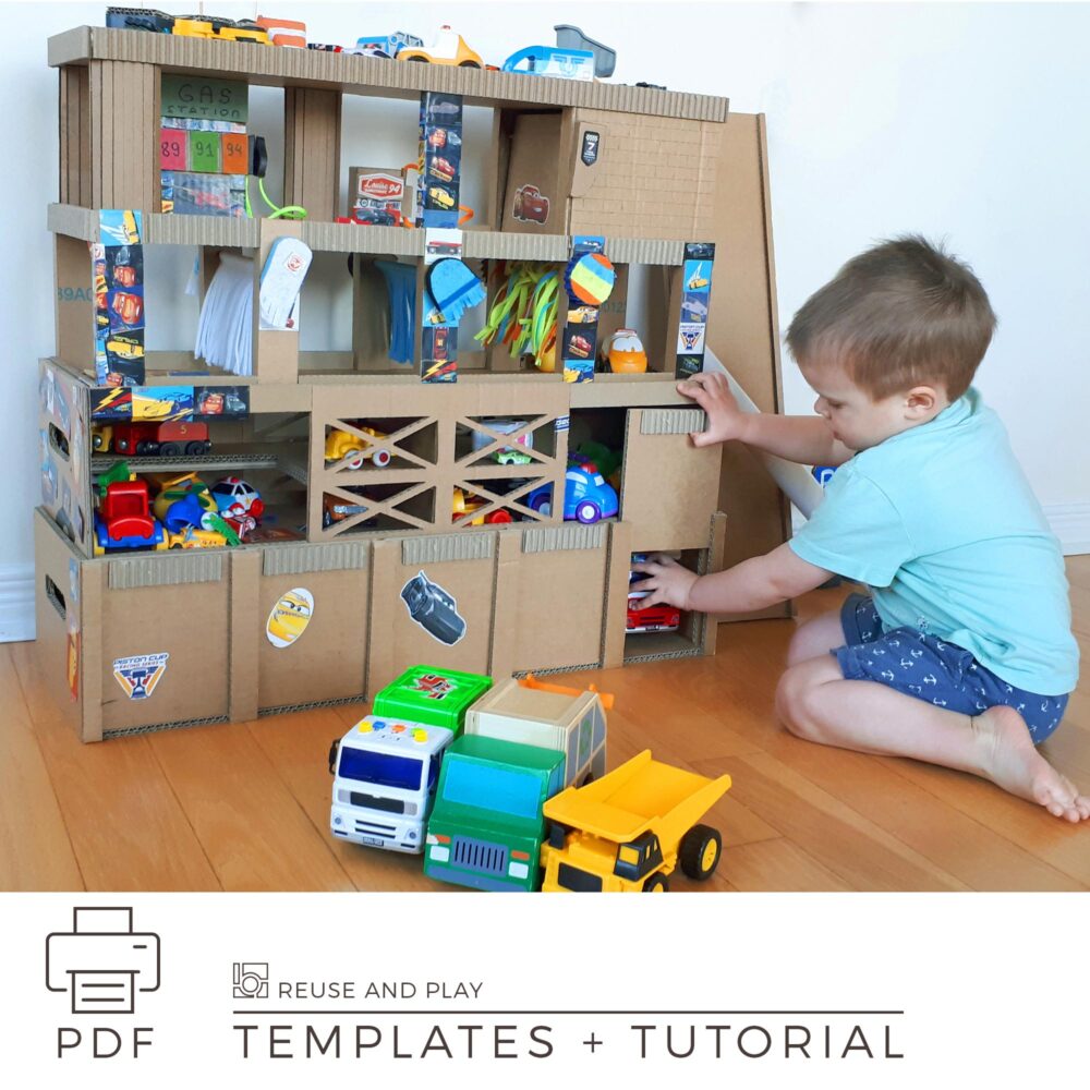 toy car garage templates and tutorial.