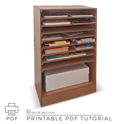 DIY Puzzle Storage Shelf from cardboard Templates and Tutorial