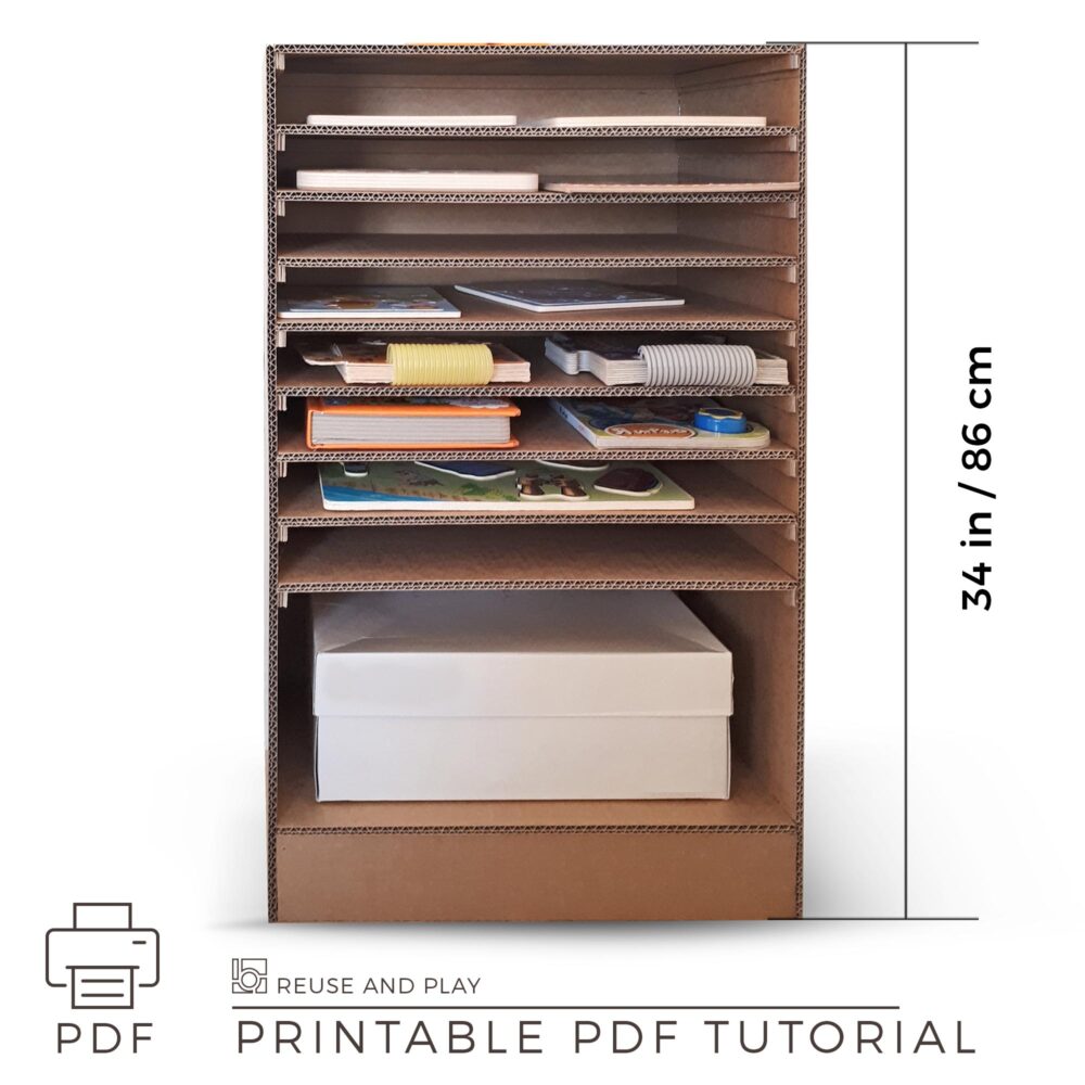 DIY Puzzle Storage Shelf from cardboard Templates and Tutorial