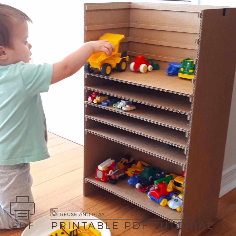 DIY Puzzle Storage Shelf from cardboard Templates and Tutorial