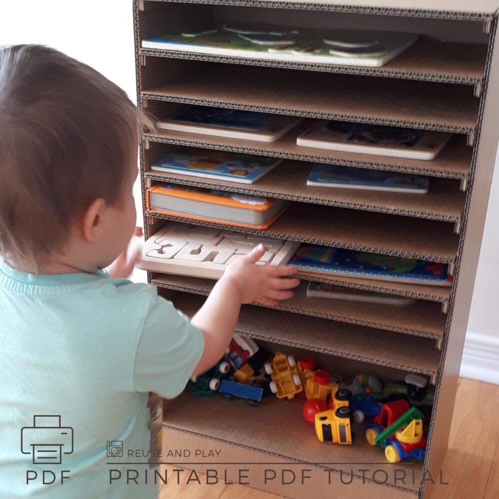 DIY Puzzle Storage Shelf from cardboard Templates and Tutorial