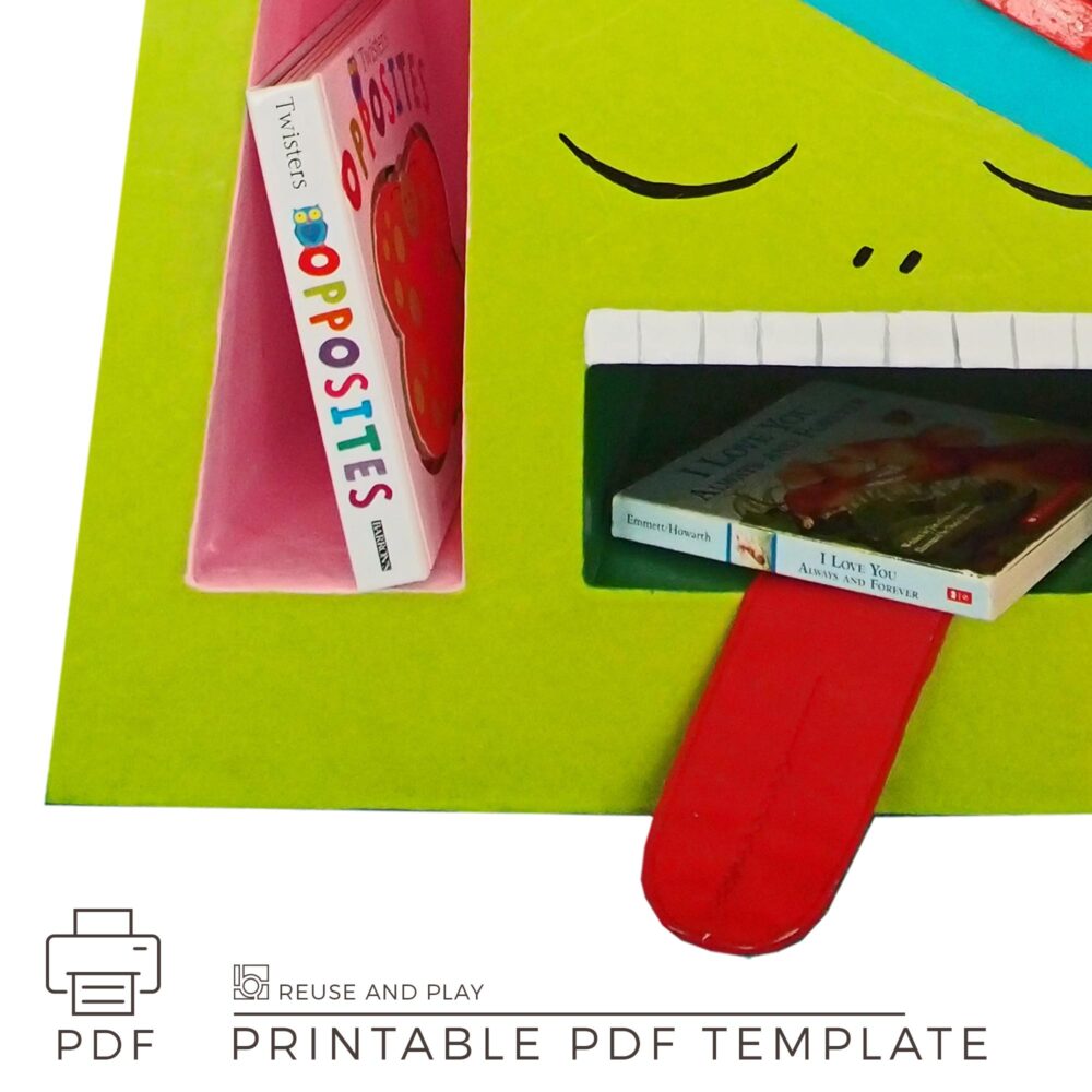 DIY Kids bookshelf Crazy Rabbits from cardboard Templates and Tutorial