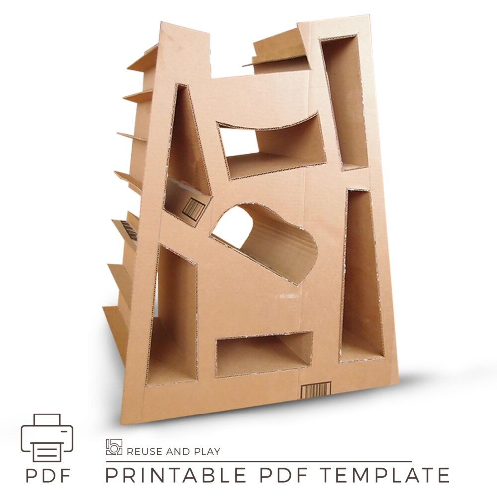 DIY Kids bookshelf Crazy Rabbits from cardboard Templates and Tutorial