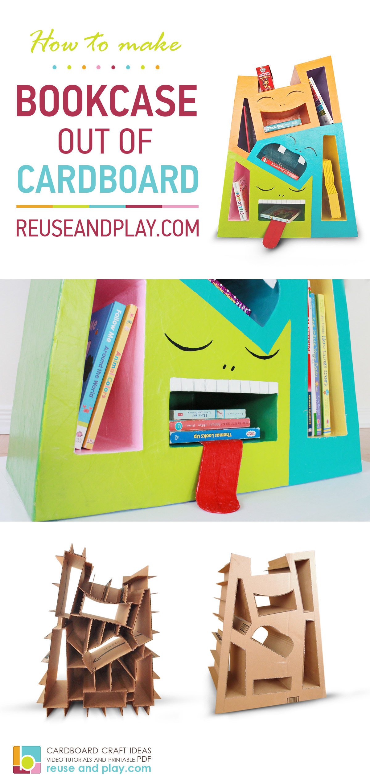 Cardboard Bookshelf Diy Furniture Out Of Cardboard Reuse And Play