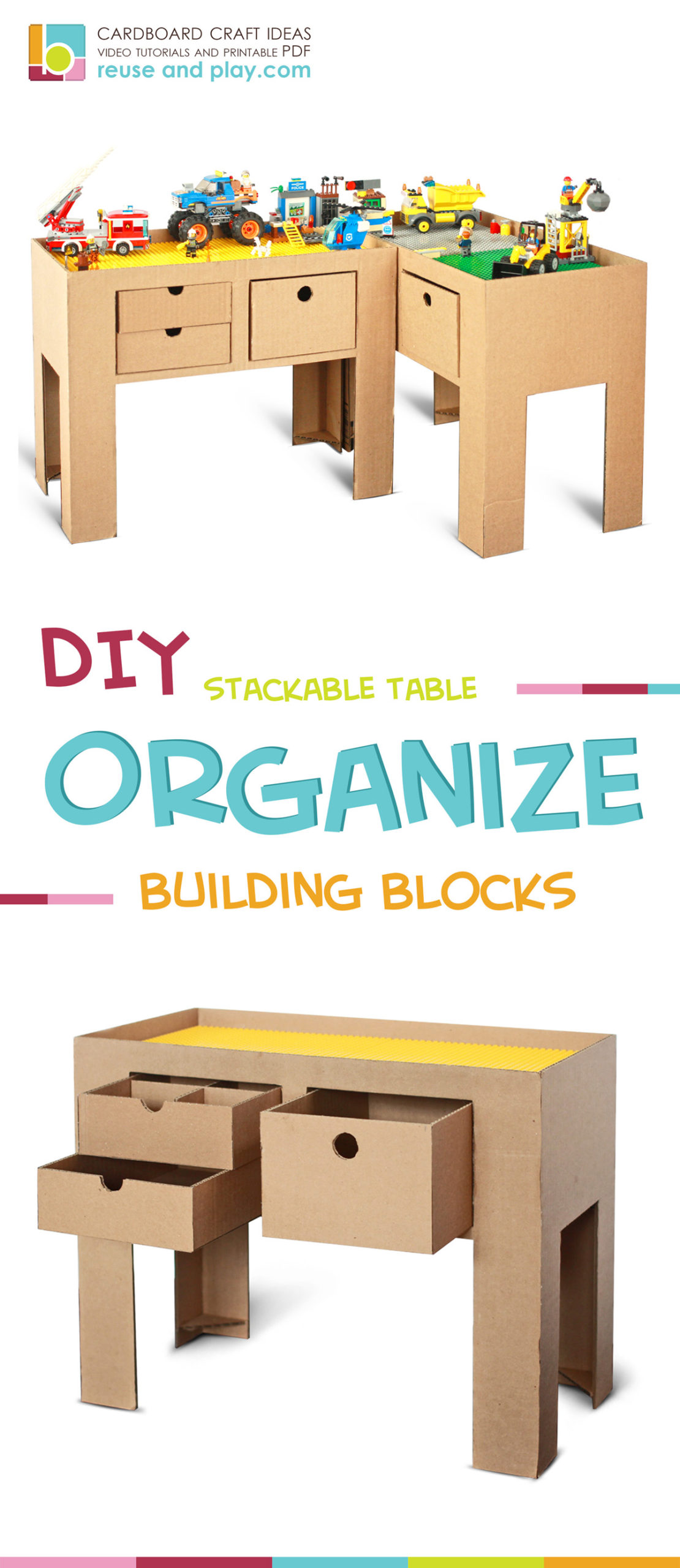 Building block table. Cardboard Furniture Tutorial