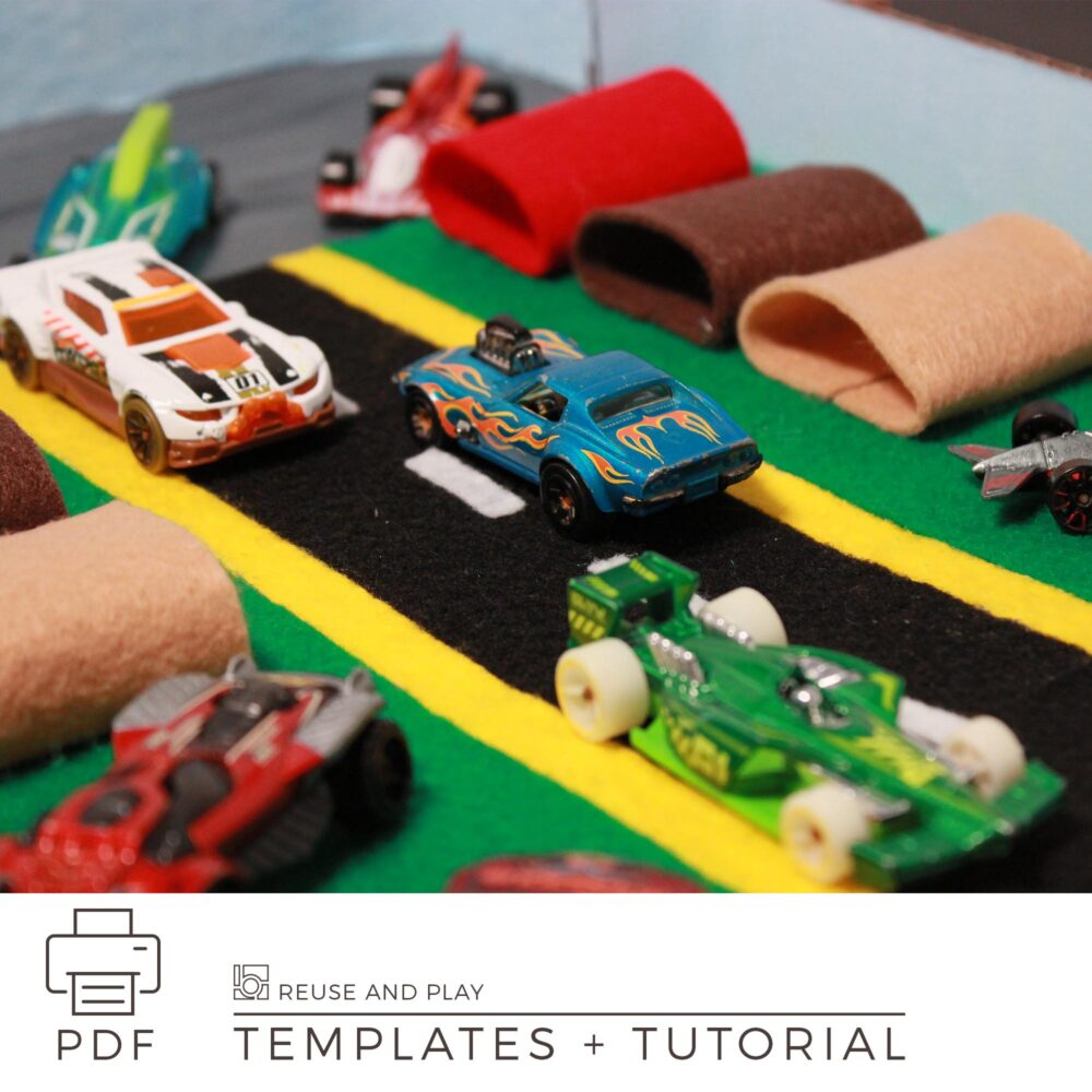 Toy car storage with a parking templates and tutorial
