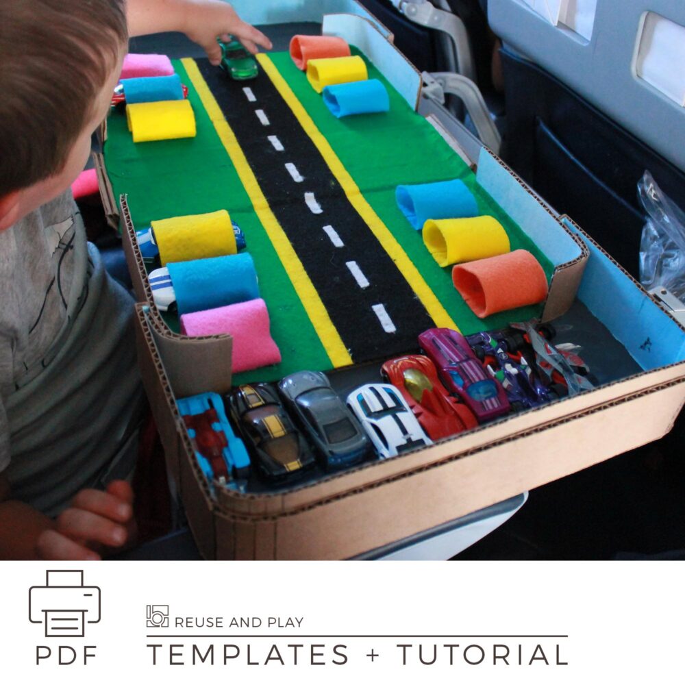 Toy car storage with a parking templates and tutorial