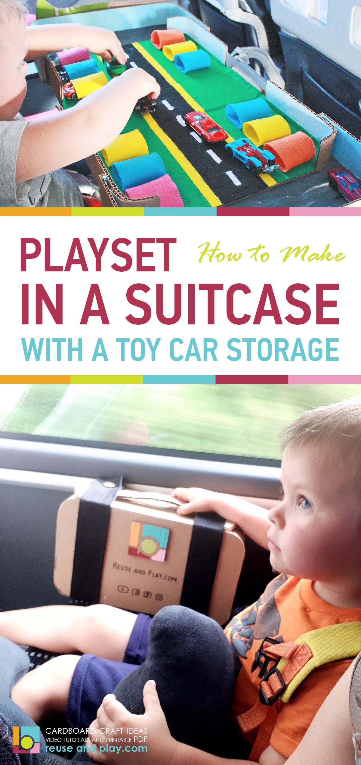 Playset in a suitcase with a toy car storage DIY Tutorial