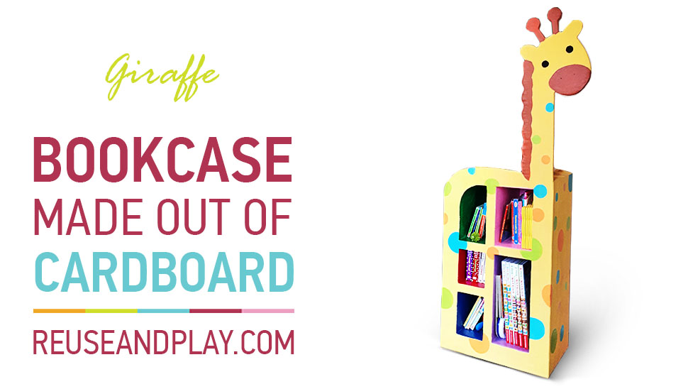 Cardboard bookcase DIY. Kids furniture out of cardboard Reuse and Play