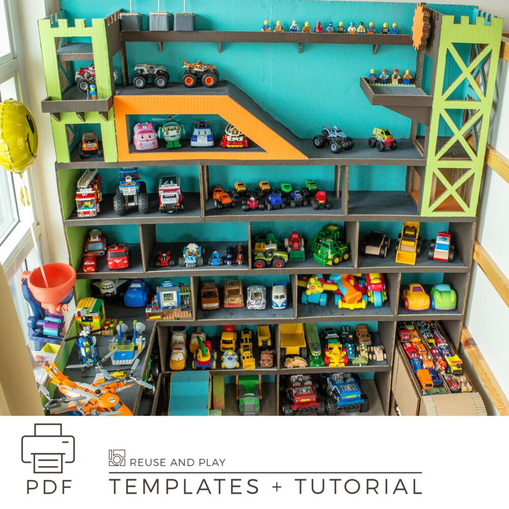 Toy car garage from cardboard free templates