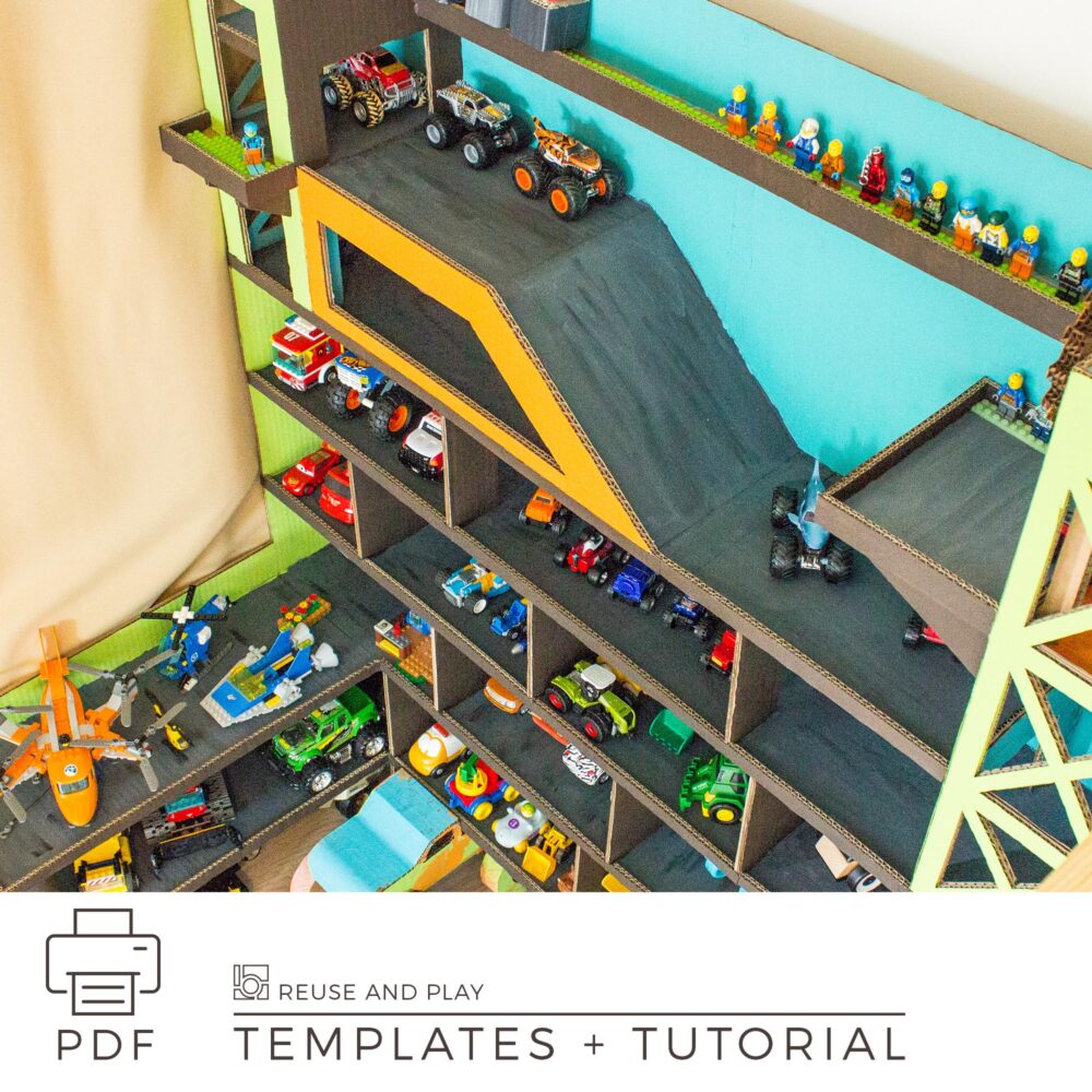 Toy car garage from cardboard free templates