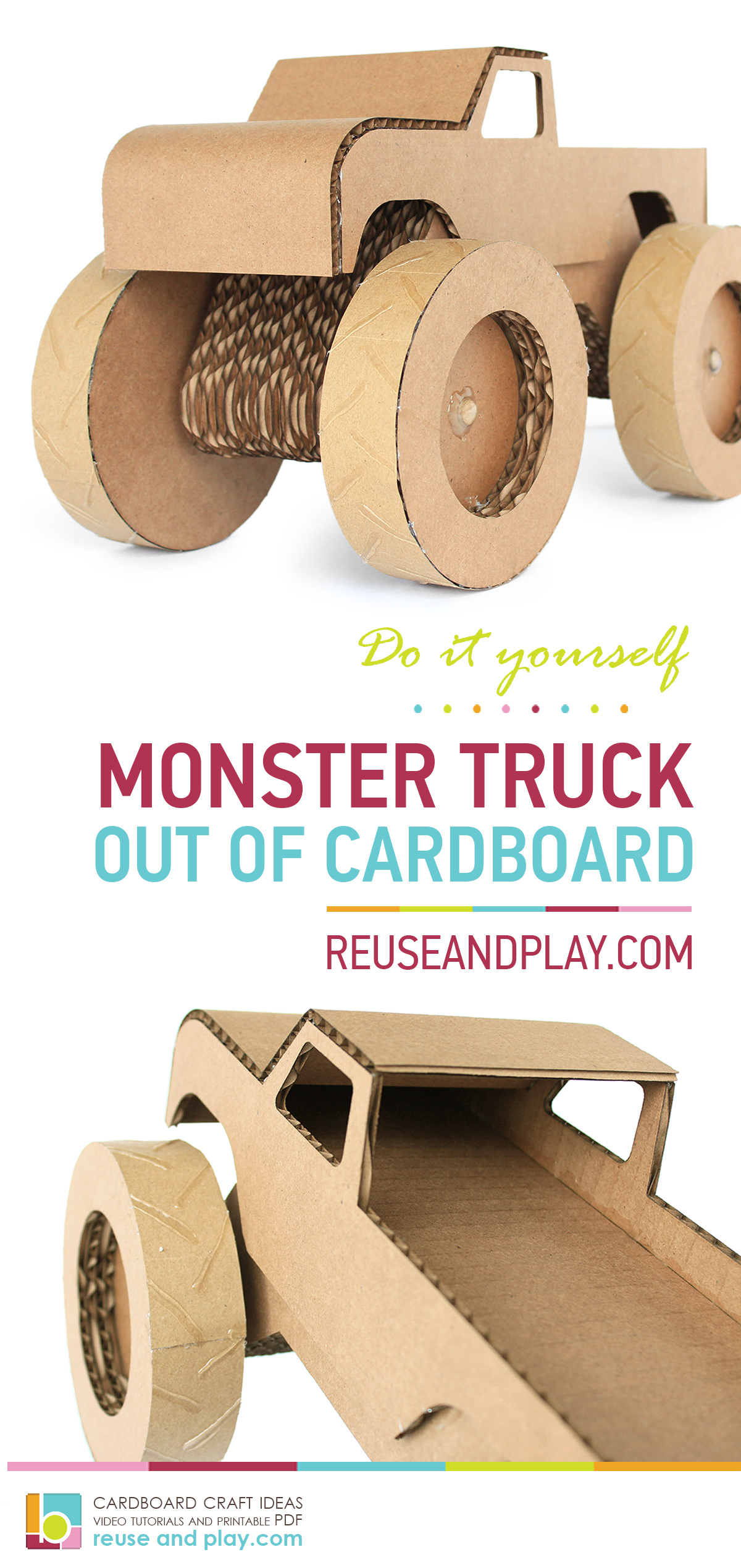 Monster Truck Template for laser cut. DIY out of Cardboard.