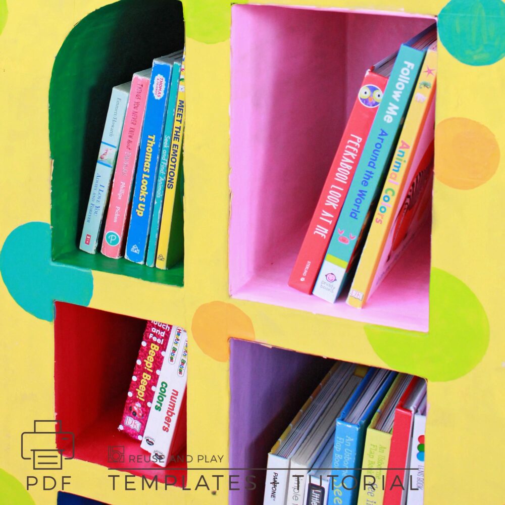 DIY Kids bookshelf Giraffe from cardboard Templates and Tutorial