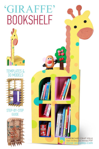 DIY Kids bookshelf Giraffe Printable Furniture Plan