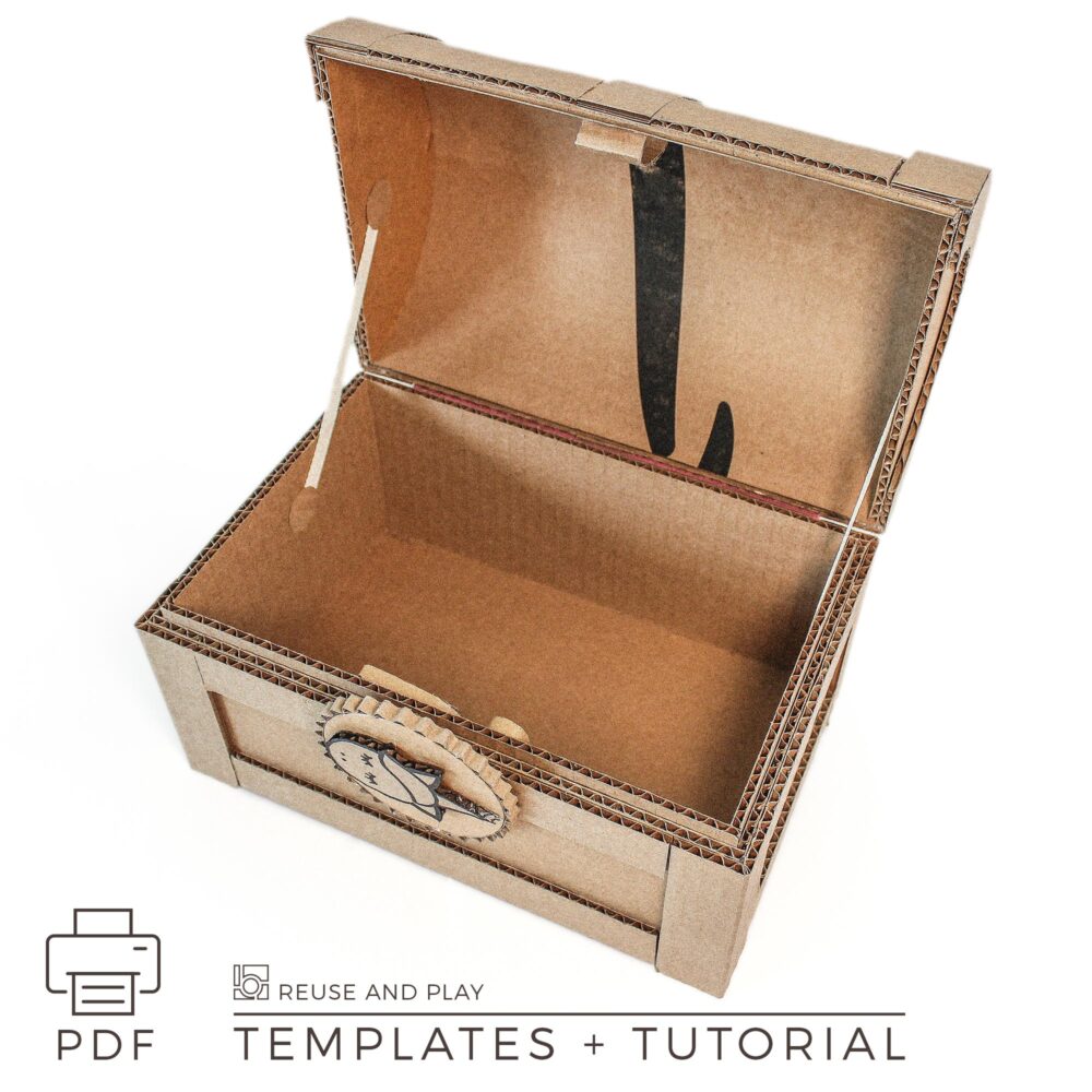 Treasure Chest from cardboard template with tutorial