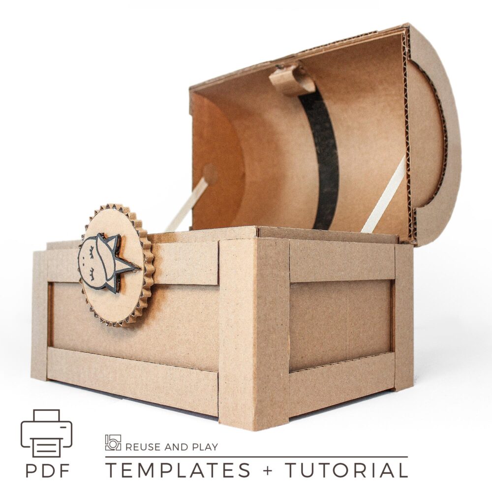 Treasure Chest from cardboard template with tutorial