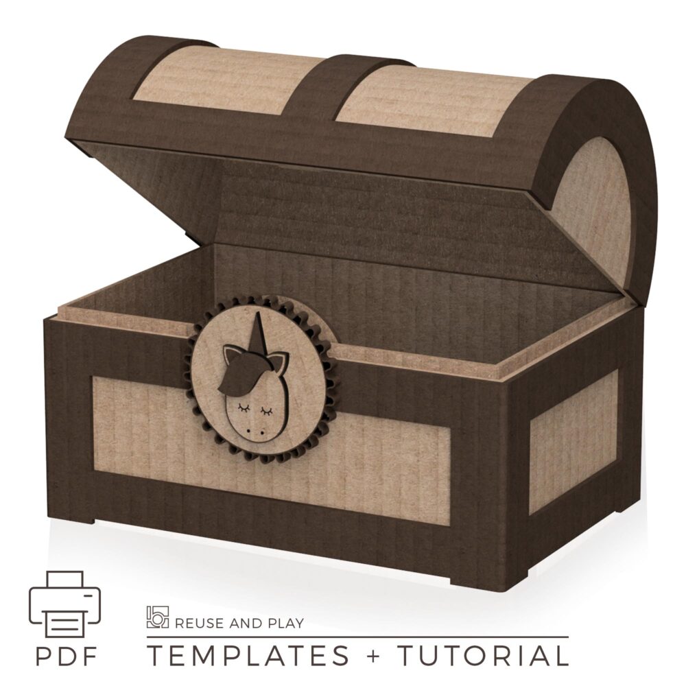Treasure Chest from cardboard template with tutorial