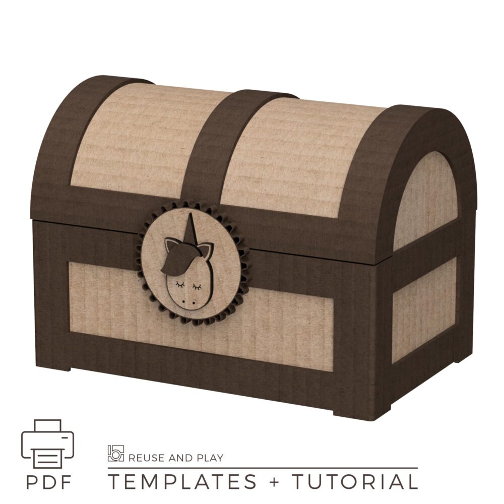Treasure Chest from cardboard template with tutorial