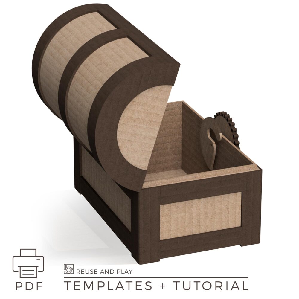 Treasure Chest from cardboard template with tutorial