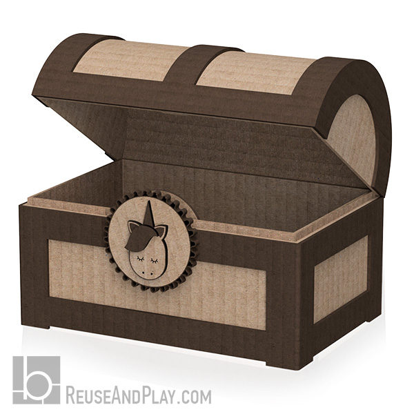 Treause Chest with Lock. Box Template