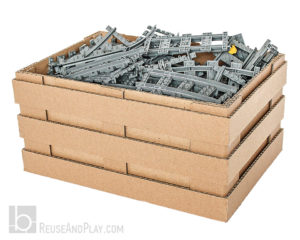 Crate box from cardboard toy train storage