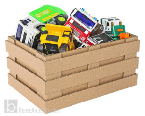 Crate box from cardboard toy car storage