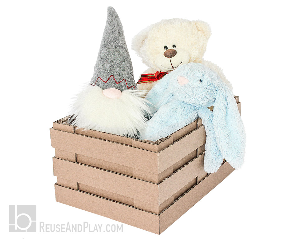 Crate box from cardboard soft toy storage