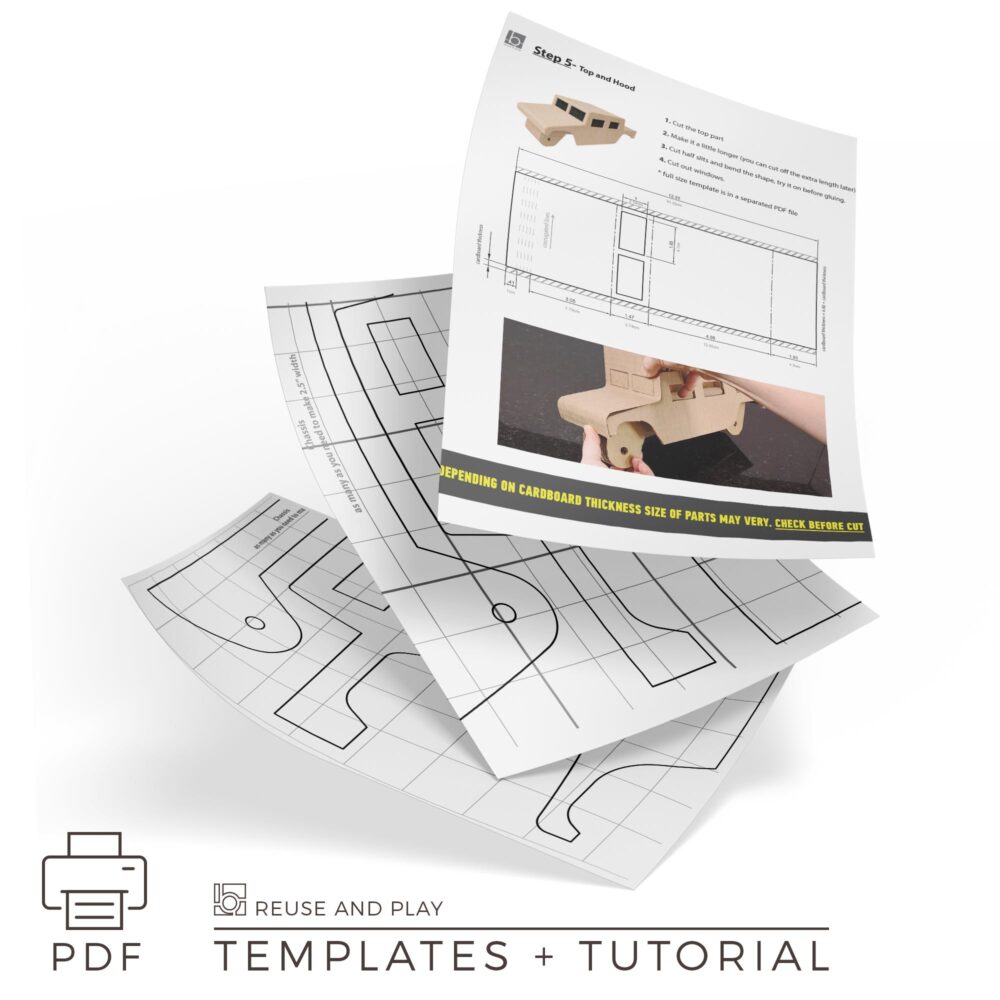 cardboard Hamvee-style truck with easy-to-follow instructions and printable templates