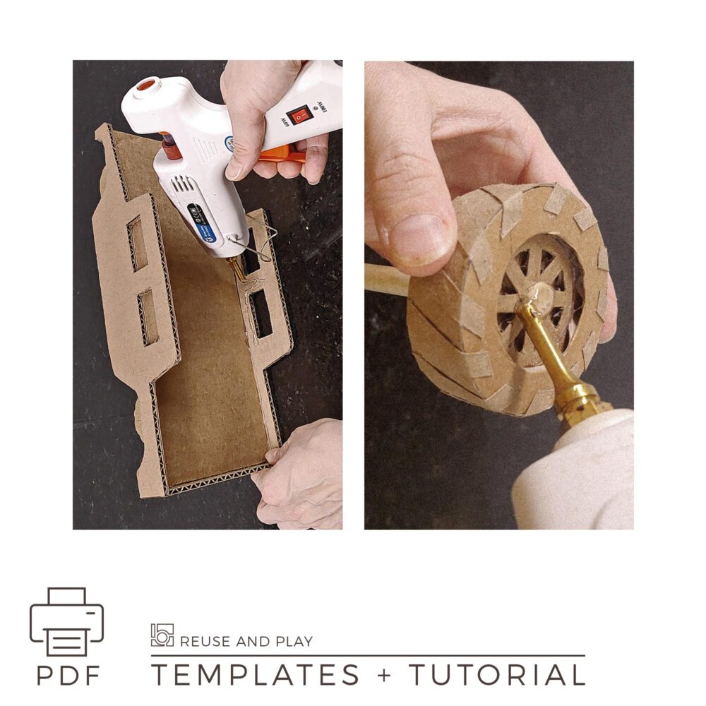 cardboard Hamvee-style truck with easy-to-follow instructions and printable templates