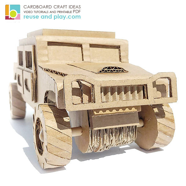 Humvee Toy Truck out of cardboard Front