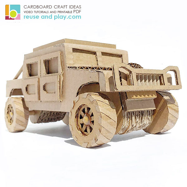Humvee Toy Truck out of cardboard Side view