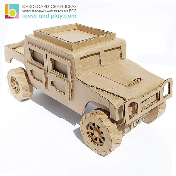 Humvee Toy Truck out of cardboard Tutorial and templates