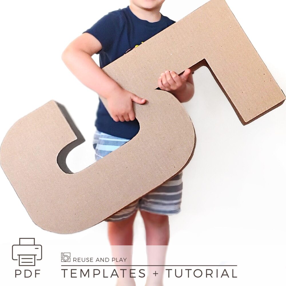 Printable large number 5 templates for cardboard