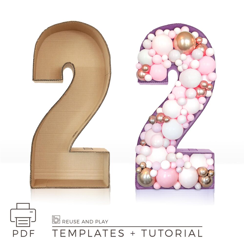 Balloon mosaic number template PDF