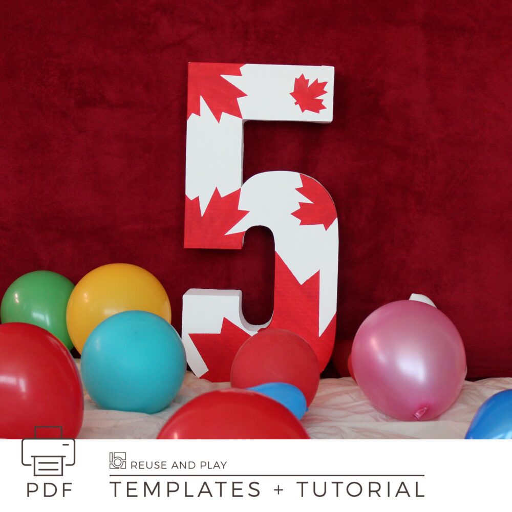 3D cardboard number 5 templates