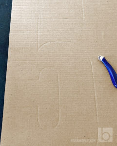 Traced giant cardboard number