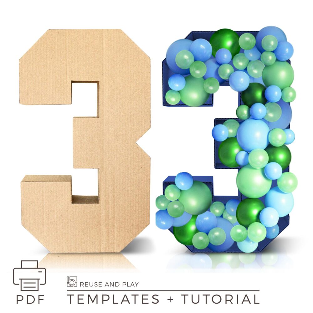 Giant Block Numbers templates for balloon mosaic and standee