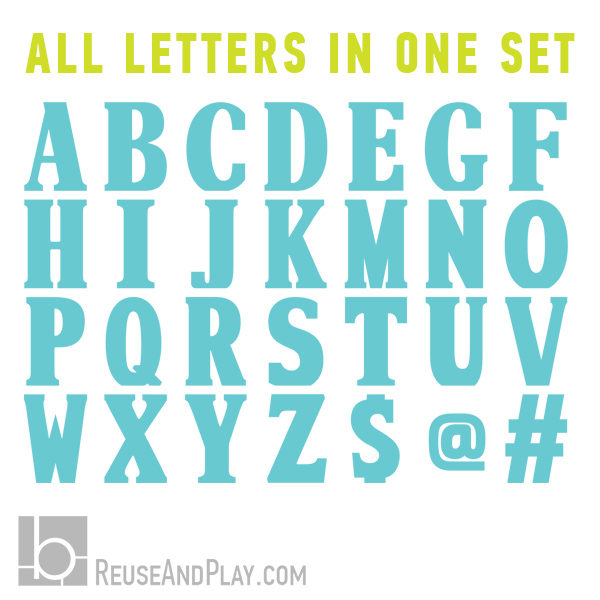 Giant cardboard letters templates for whole alphabet in one set