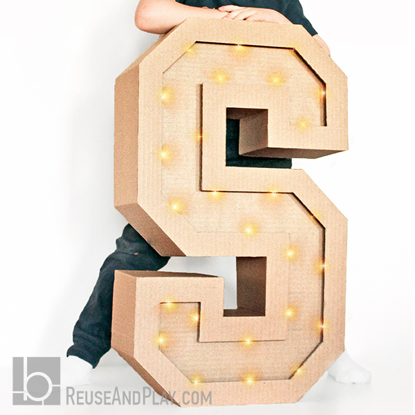 DIY Block Letters Made Out of Cardboard letter A ,Marquee Letter A , Make  letters from cardboard 