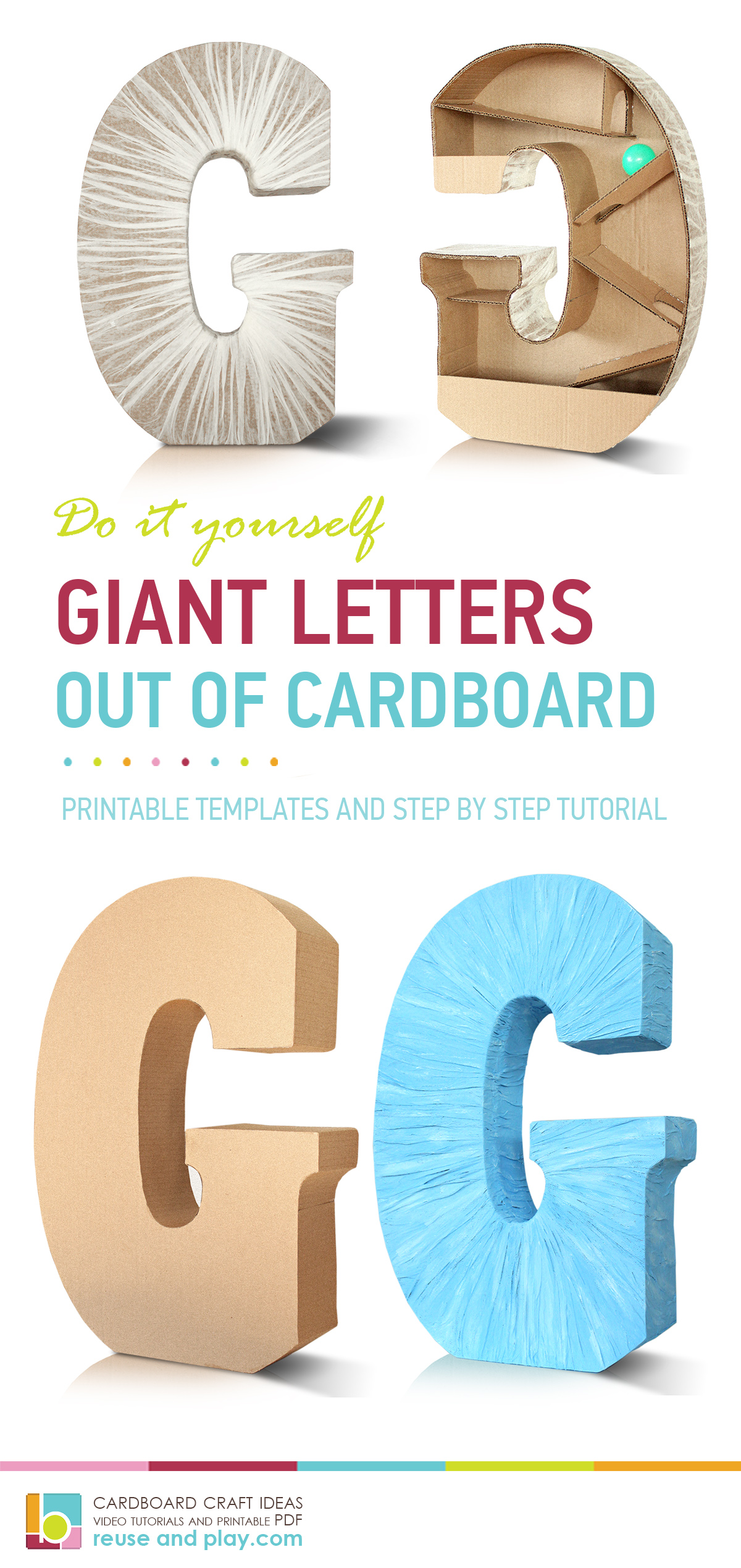 How to make Giant Cardboard Letters Tutorial with templates