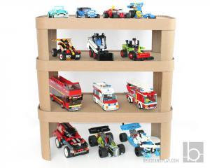 stackable toy car shelf three units