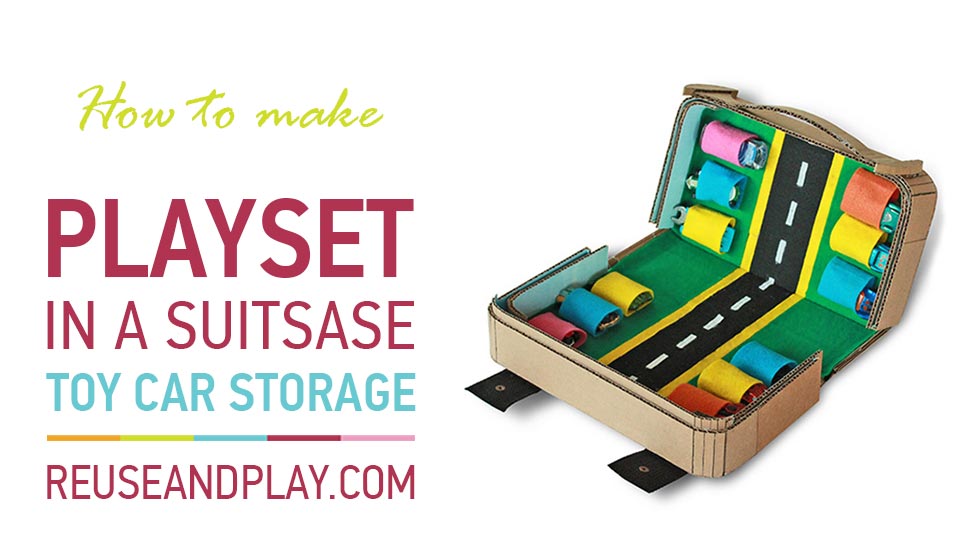 Playset in a suitcase with a toy car storage