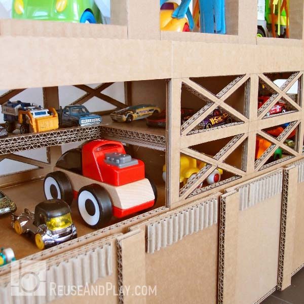 Toy Car Garage with door, car washer, and a gas station
