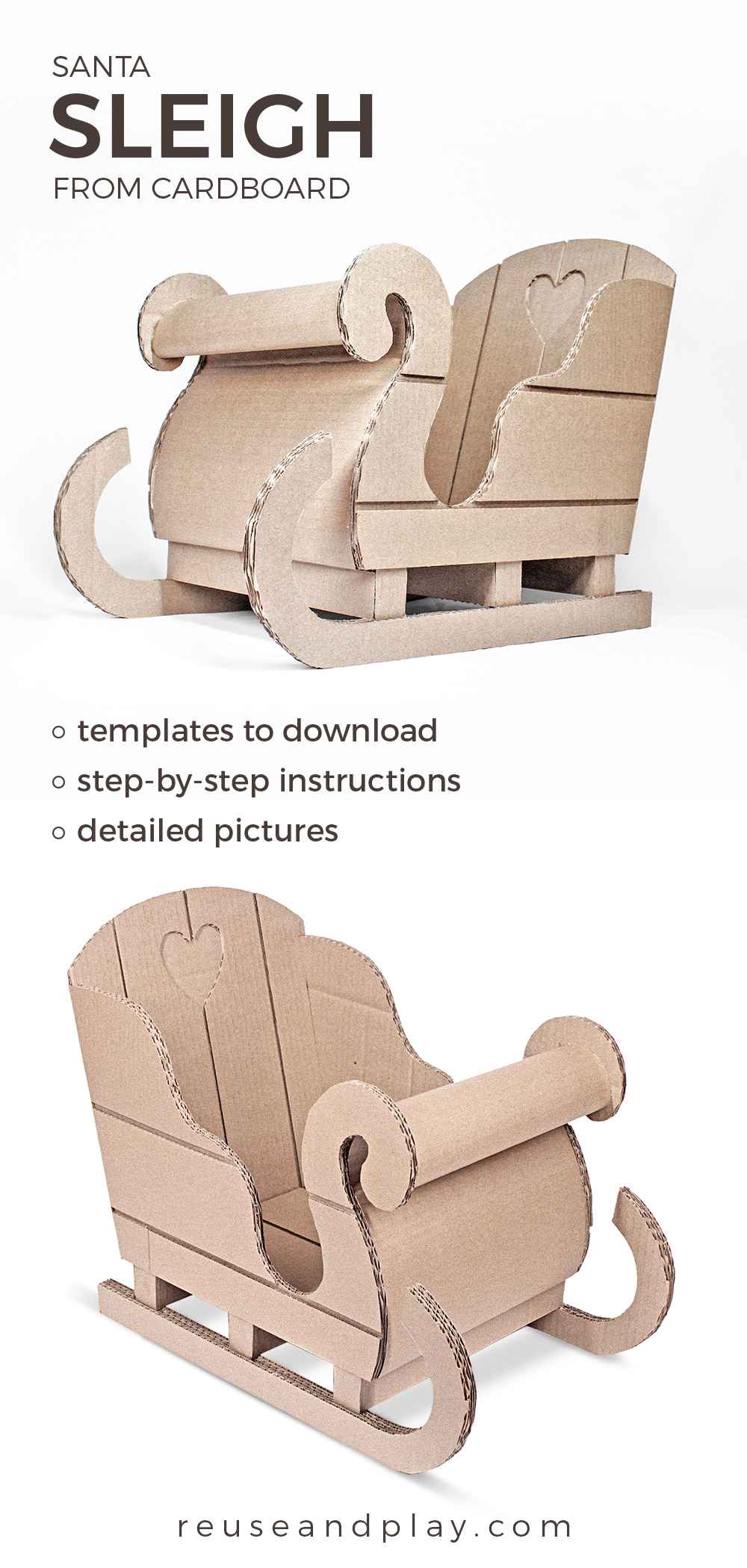 Santa Sleigh Tutorial: Printable Cardboard Templates