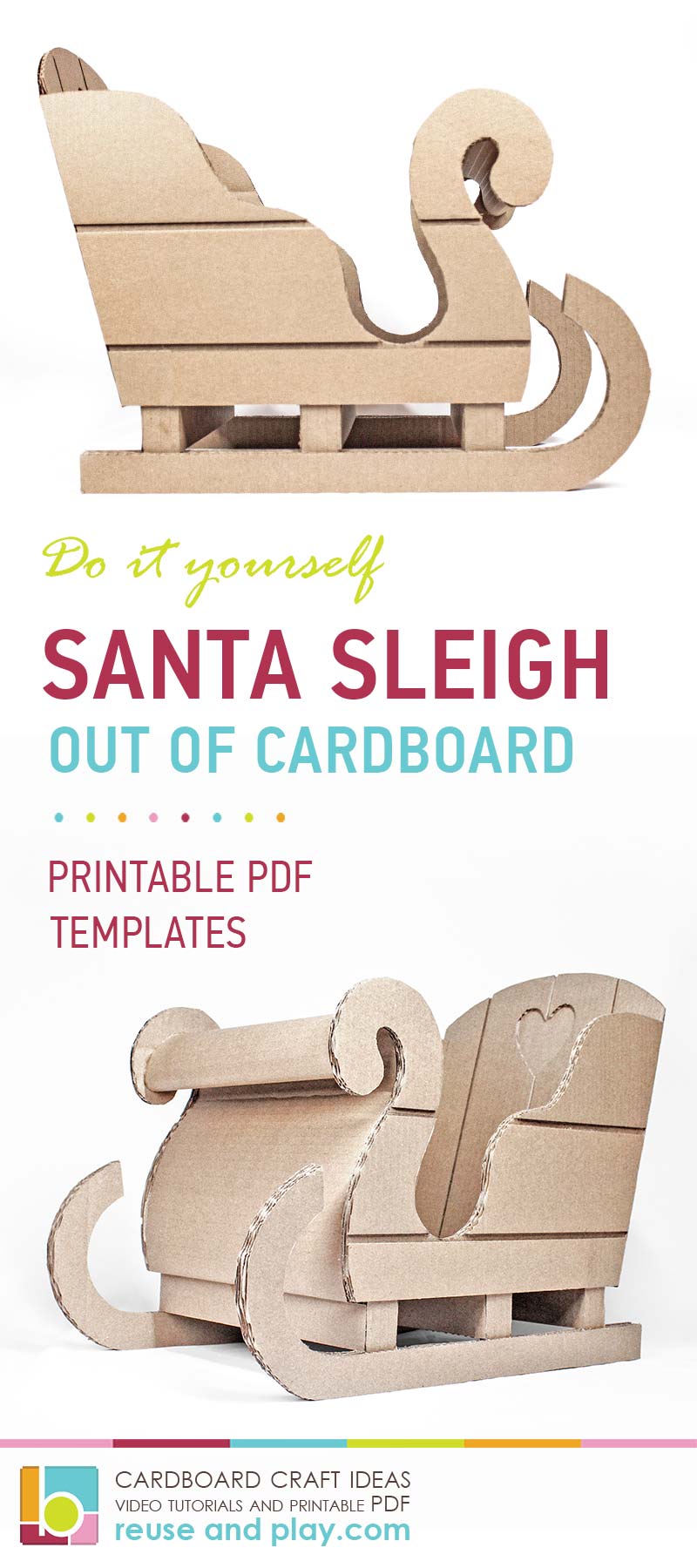 How to make Cardboard Santa Sleigh set of Templates and PDF Tutorial with Pattern