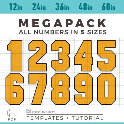 Giant Block Numbers templates for balloon mosaic and standee