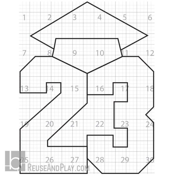23 Block Graduation balloon mosaic template with a mortarboard hat