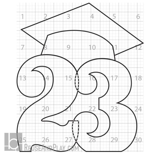 23 Graduation balloon mosaic template with a mortarboard hat