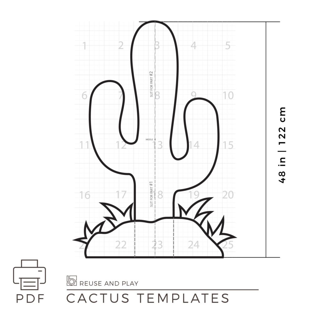 Cactus standee templates for making cactus photo props