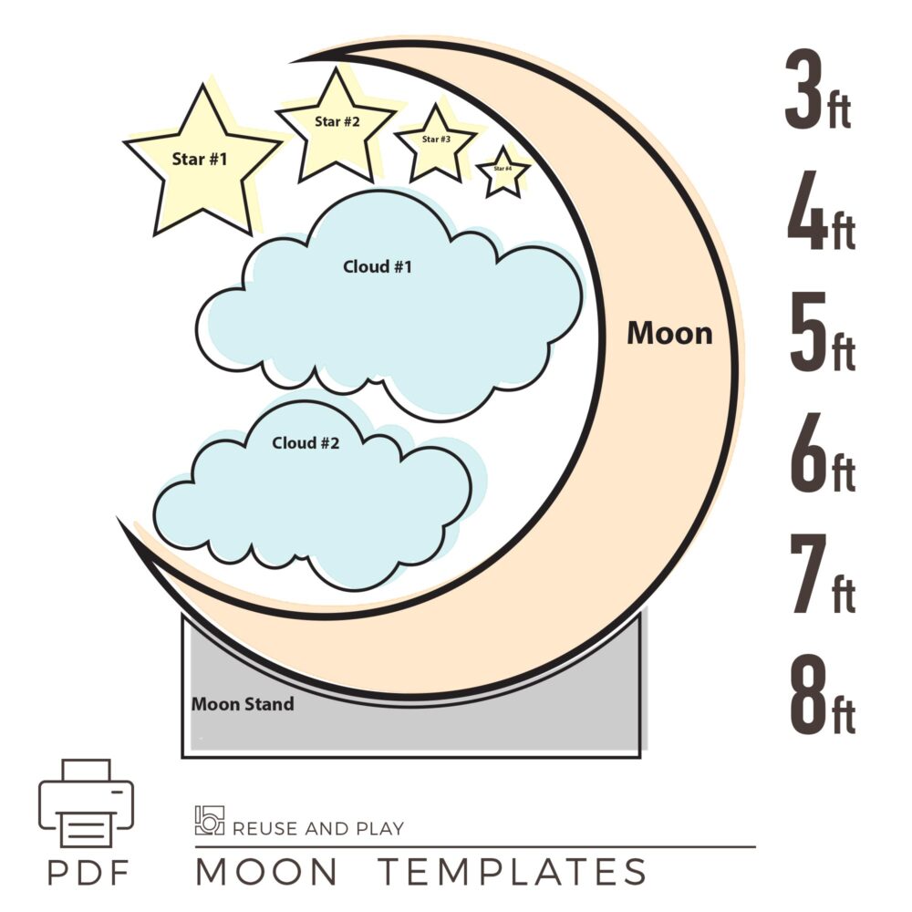 Crescent Moon Photo Booth Prop – Large DIY Template Set
